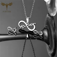 fgift silver color stainless steel wedding jewelry set for bride forever love design pendant necklace stud earrings lovers gift