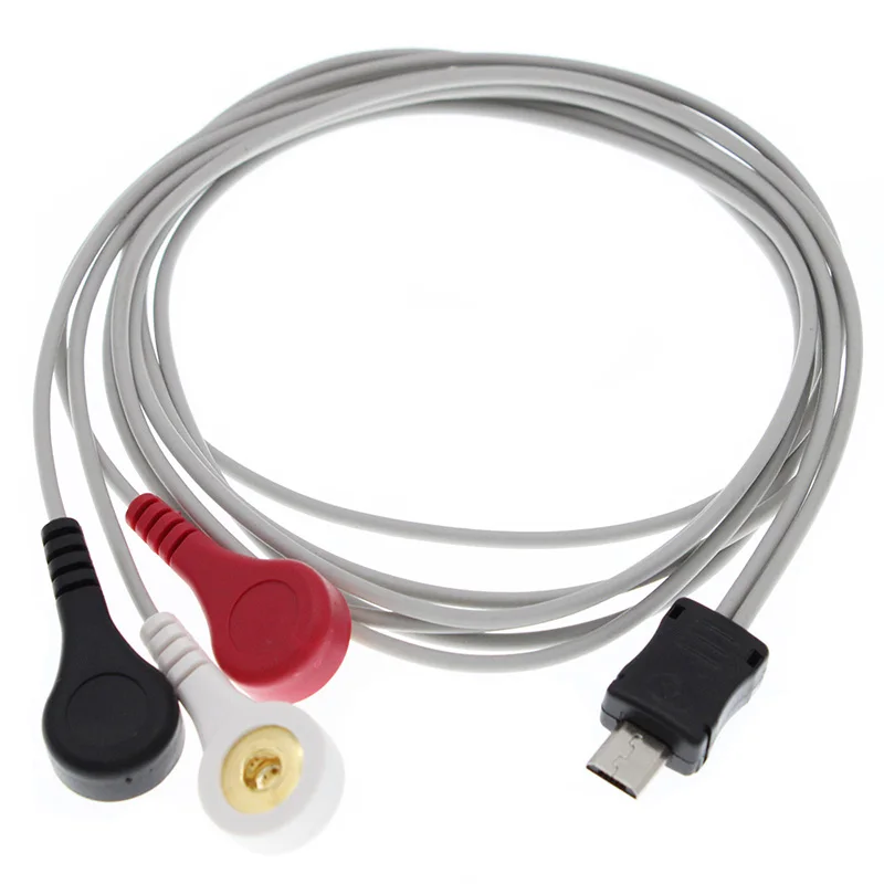 

OEM Android plug headset plug ECG EKG HOLTER one-piece 3 lead cable and leadwire,AHA or IEC,snap or clip,90cm.