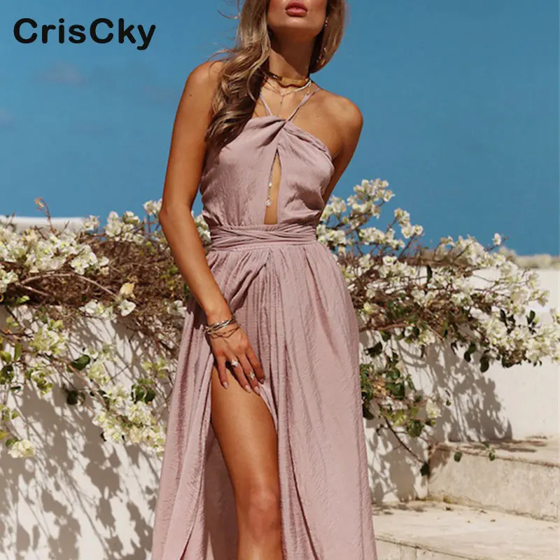 CRISCKY/модное летнее Клубное платье для женщин без рукавов элегантные длинные