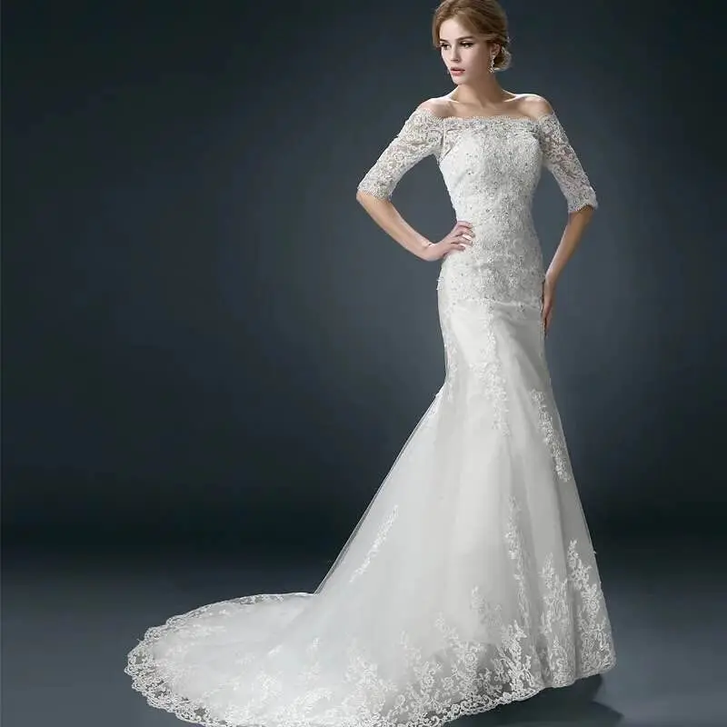 Vivian's Bridal 2018 модное свадебное платье Русалочки с открытыми плечами