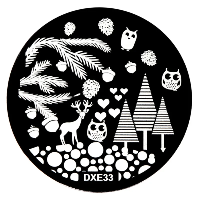 03-DXE33 ELECOOL DIY Рождественская серия круглые пластины для штамповки ногтей из нержавеющей стали Шаблон для штамповки Леди Женщины Девушка штамповки - Цвет: 03-DXE33