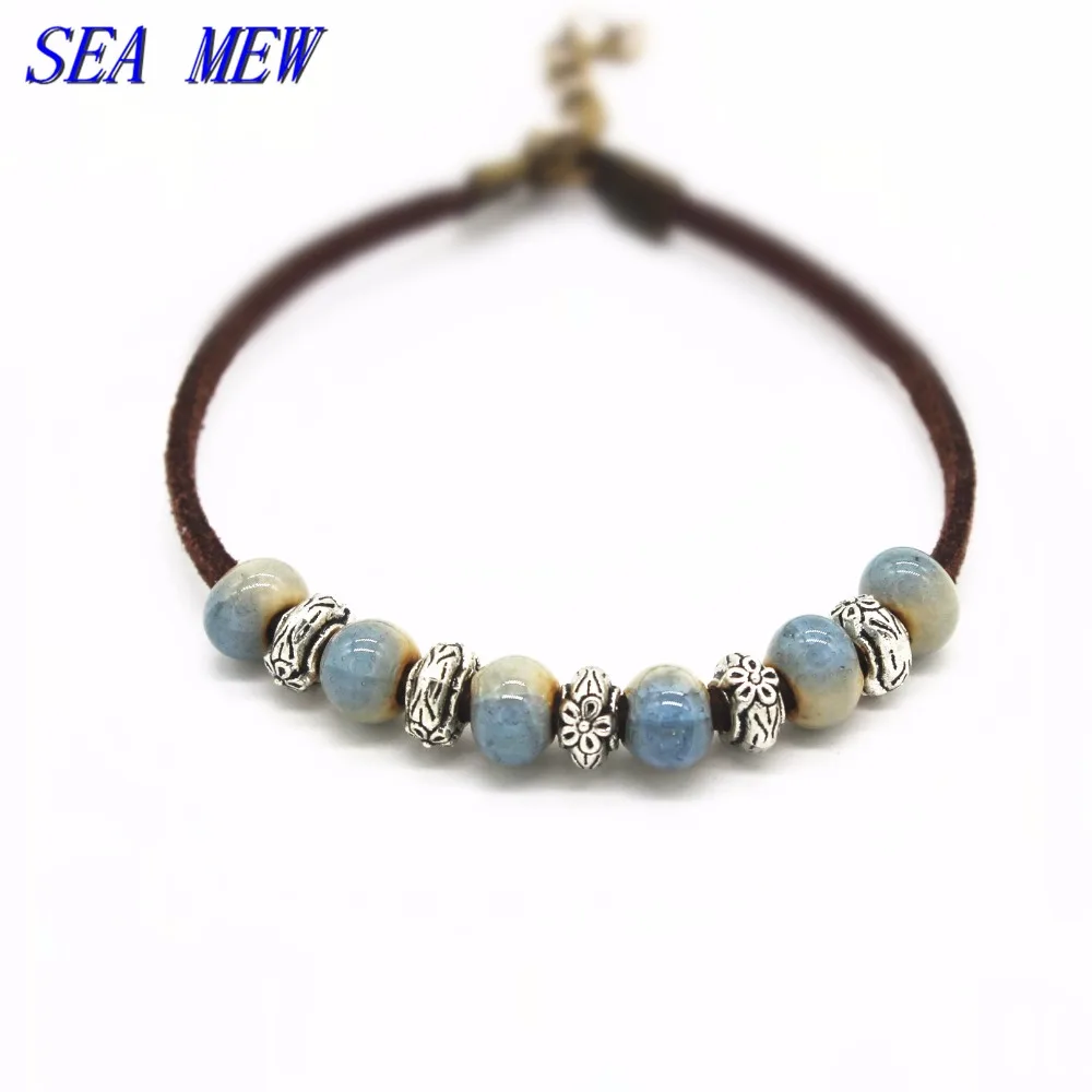 SEA MEW Китай модный металлический сплав керамический браслет регулируемые