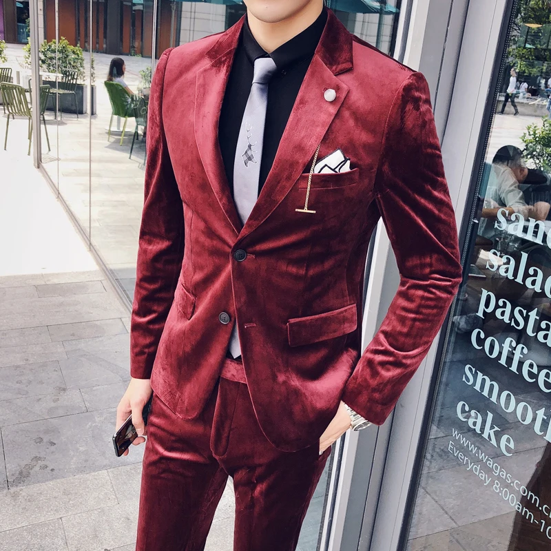 (Пиджак + брюки) роскошный бархатный костюм мужской Mariage Homme 2019 деловой