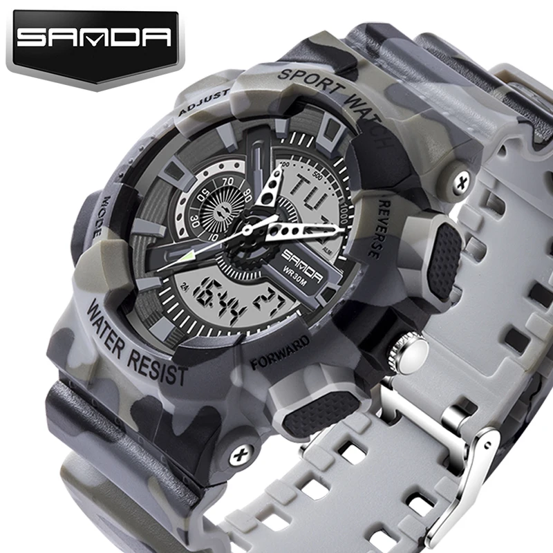SANDA модные спортивные часы для мужчин дайвинга военные s лучший бренд класса люкс
