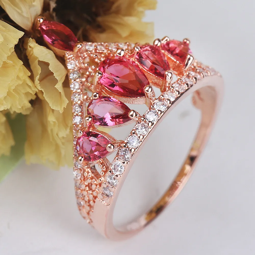 Uloveido свадебные кольца для женщин Розовая Корона кольцо женское розовое золото