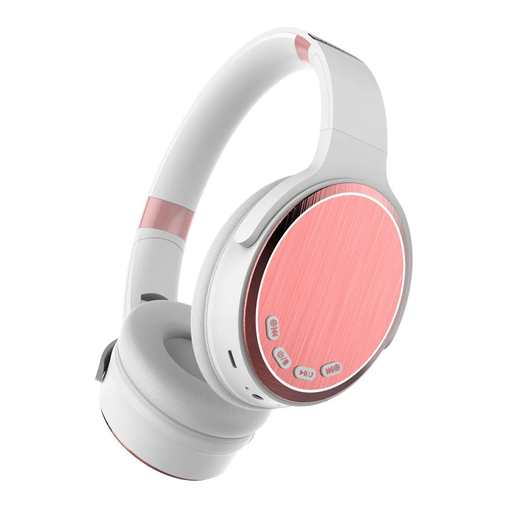 Новые беспроводные Bluetooth наушники Hi-Fi стерео бас складные спортивные музыкальные проводные наушники с микрофоном TF слот наушники для телефона ПК - Цвет: Rose Gold