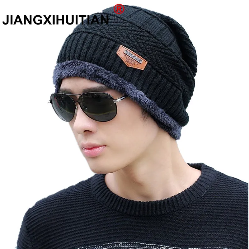 

2018 Men Beanies Knit Hat Winter Cap For Man knitted Cap Boys Thicken Hedging Cap Balaclava Skullies Fashion Warm knit Beanie