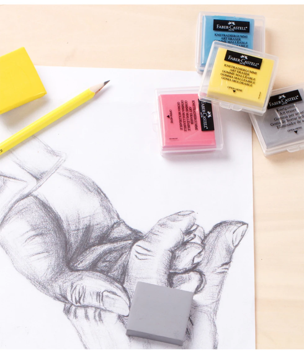 4 шт., мягкий ластик Faber-Castell, разминаемый эскиз, пластичность, вытирание, выделка, разминаемая резина для художественного дизайна, пластилин