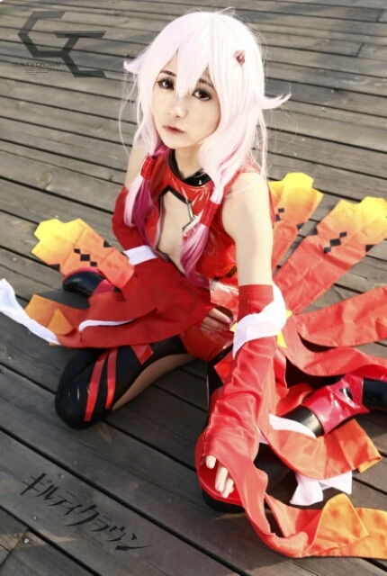 Костюм для косплея Виная Корона Yuzuriha Inori Red PU Goldfish |