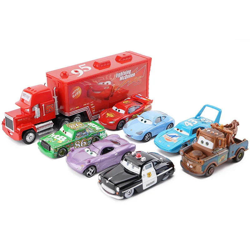 8Pcs Дисней Pixar Тачки 2 3 Молния Маккуин набор Джексон шторм Круз Рамирез 1:55 литой под давлением сплав модель автомобиля подарок на день рождения мальчик малыш игрушка - Цвет: 8Pcs