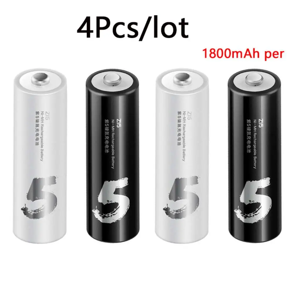 4 шт./лот Xiaomi ZMI ZI5 AA 1800 mAh перезаряжаемый Ni-MH аккумулятор Xiaomi ZIM power Bank аккумулятор XIAOMI - Цвет: Черный