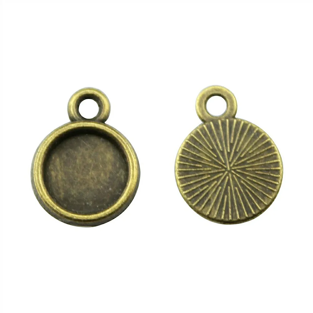 50pcs Fit 8mm Round Glass Cabochon Base Setting Pendant Tray Antique Bronze Plated Vintage Jewelry Findings For Making | Украшения и