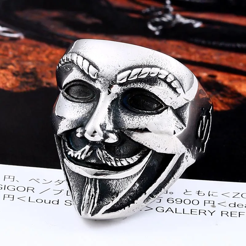 silver colour BEIER, новинка, V для вендетты, нержавеющая сталь, ювелирные изделия,, заводская цена, фильм, Гай Фокс, маска, кольцо, BR8-208 - Цвет основного камня: silver colour
