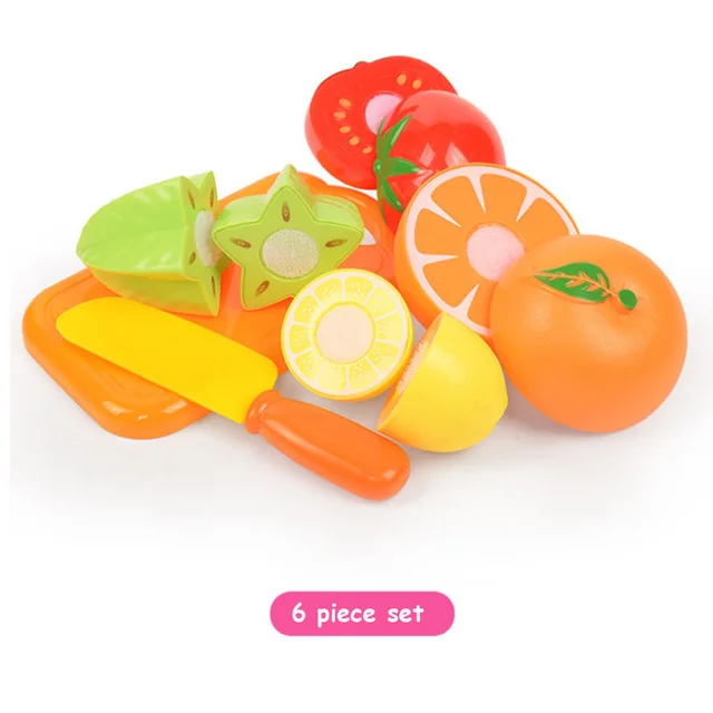 6pcs 6/10/13/18pcs/20pcs/37pcs/set Housekeeping Toys education toys for baby color random surwish plastic fruit vegetables cut toys - Цвет: 6pcs