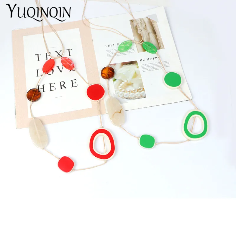 Женские Длинные веревочные цепочки большие модные ожерелья геометрические