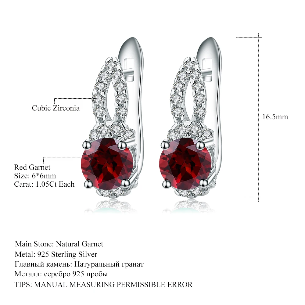 GEM'S балетные 925 пробы серебряные серьги-гвоздики 2.10Ct натуральный красный гранат драгоценный камень простые элегантные серьги для женщин хорошее ювелирное изделие