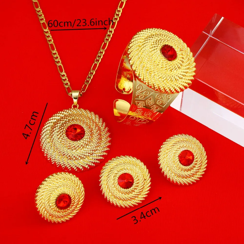 Ожерелье серьги браслет Дубай золотые ювелирные наборы золотой цвет Средний