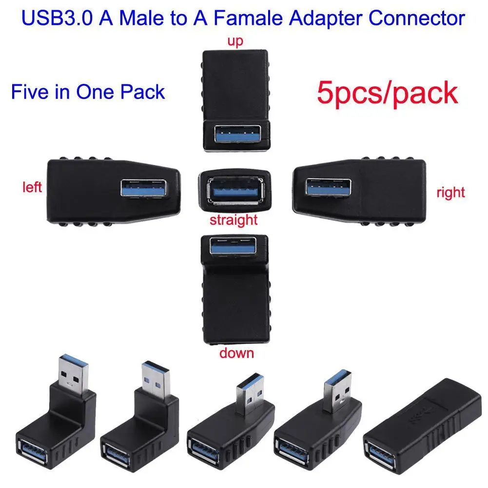 SHGO 5 в 1 USB 3 0 A папа мама 90 градусов + Прямой Угловой адаптер Коннектор