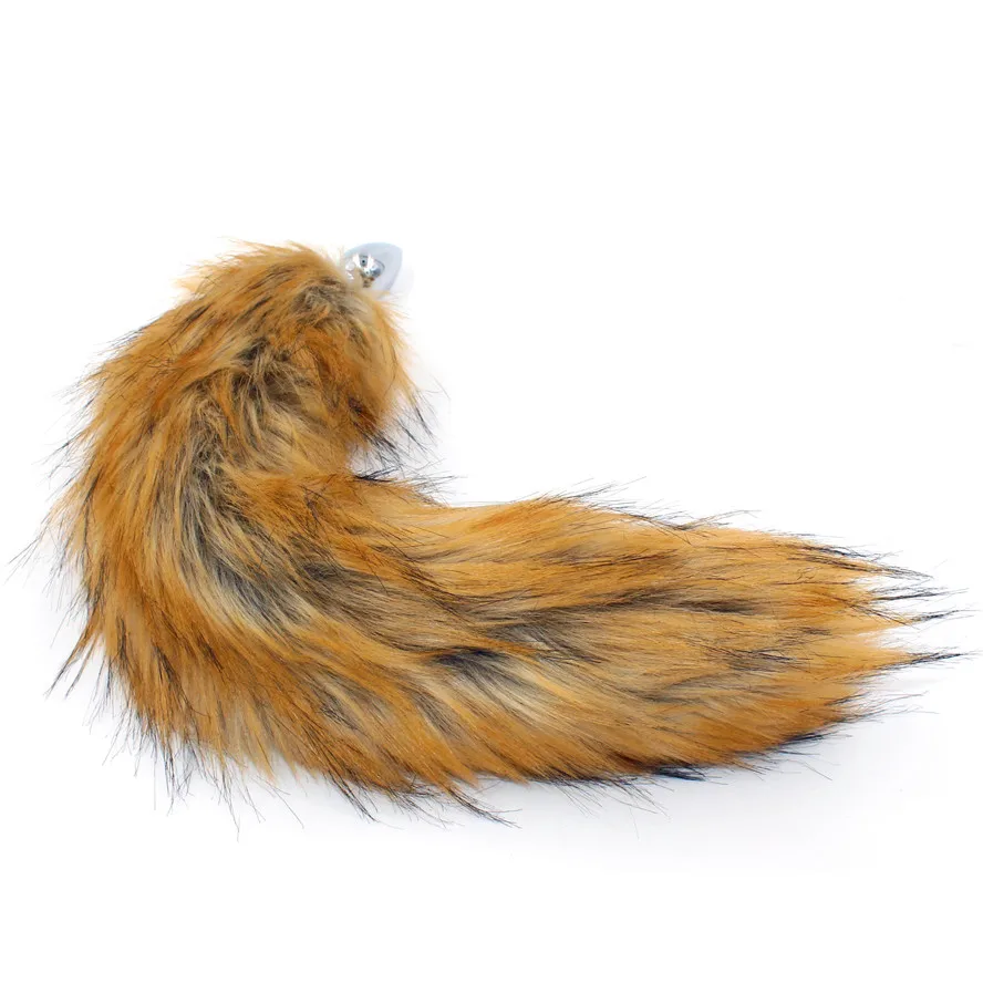 Искусственный Лисий хвост плюшевый мех с металлической анальной пробкой 40 см