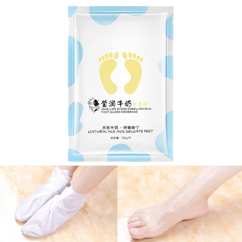 Milk 1 pair/Bag Exfoliating Foot Mask Socks For Pedicure Socks For Feet Peeling Baby Foot Mask Health Care Feet Dead Skin Removal - Цвет: Milk
