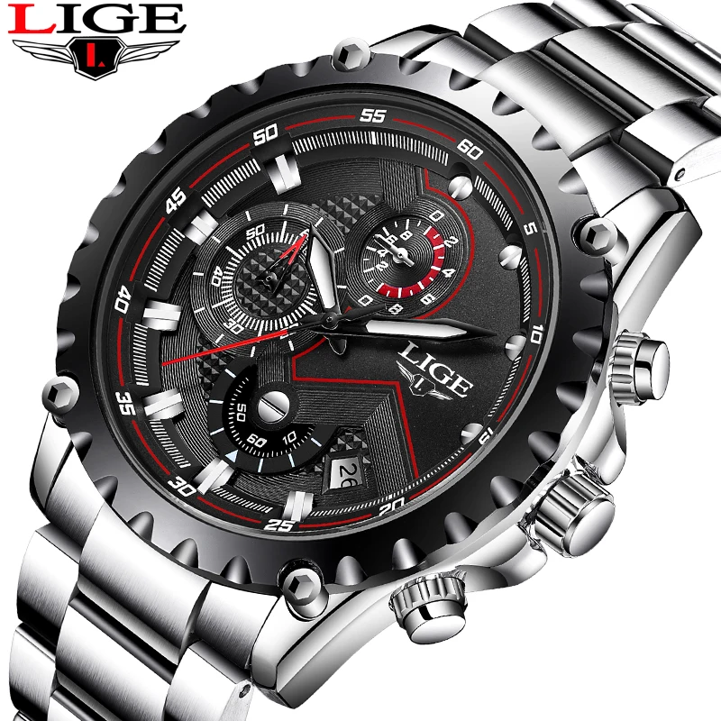 Relogio Masculino LIGE Men Watches Top Luxury Brand Casual Fashion Watch Military Sport Waterproof Quartz Full Steel | Наручные часы