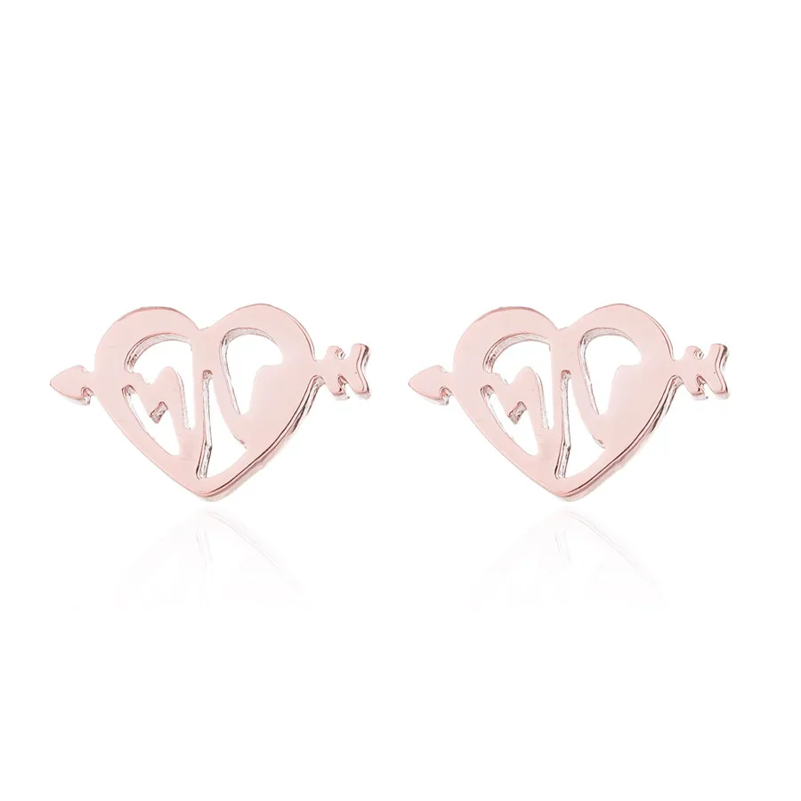 Rose Earrings Yiustar электрокардиограмма ЭКГ подвеска в форме лошадиной головы ожерелья для женщин из нержавеющей стали ожерелья Модные ювелирные изделия цепочка чокер - Окраска металла: Rose Earrings
