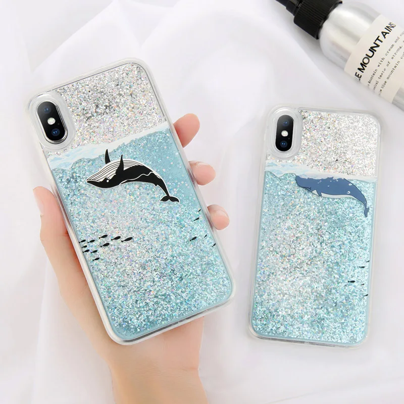 Lovebay Сияющие Блестки струящийся зыбучий песок чехол для iPhone X 8 7 Plus чехлы с