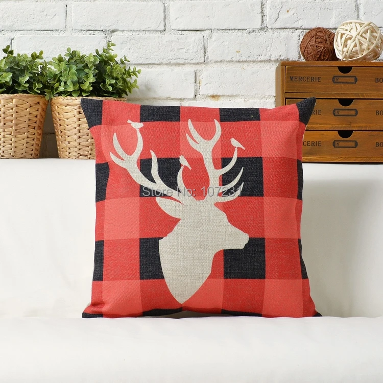 45X45cm Vintage cushion cover Pillow Case Cover Throw Linen Decor Home Lattice Milu Deer | Дом и сад