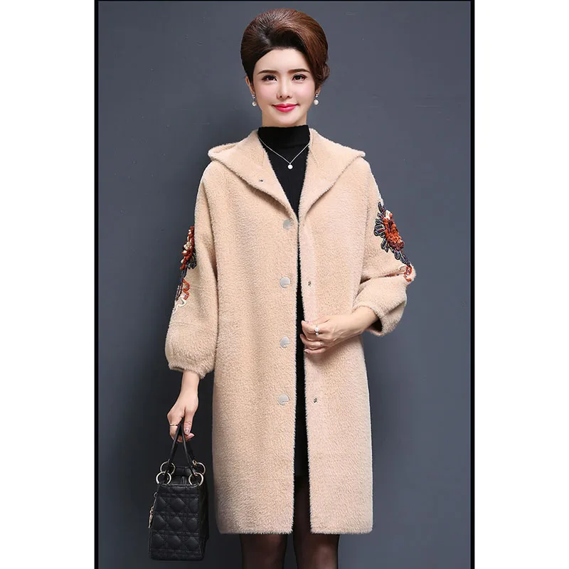 Шерстяное пальто для женщин модная осенне зимняя утепленная куртка с цветочной
