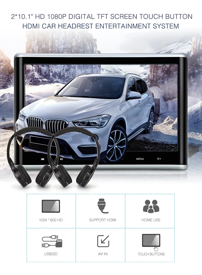 Тыква 2 шт./лот 10 1 ''Автомобильный подголовник dvd-плеер USB/SD/HDMI/IR/FM HD цифровой TFT