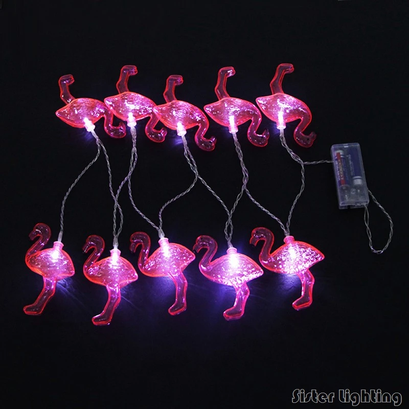 Красный Фламинго светодиодная гирлянда 2XAA батарея опетизированный барбекю