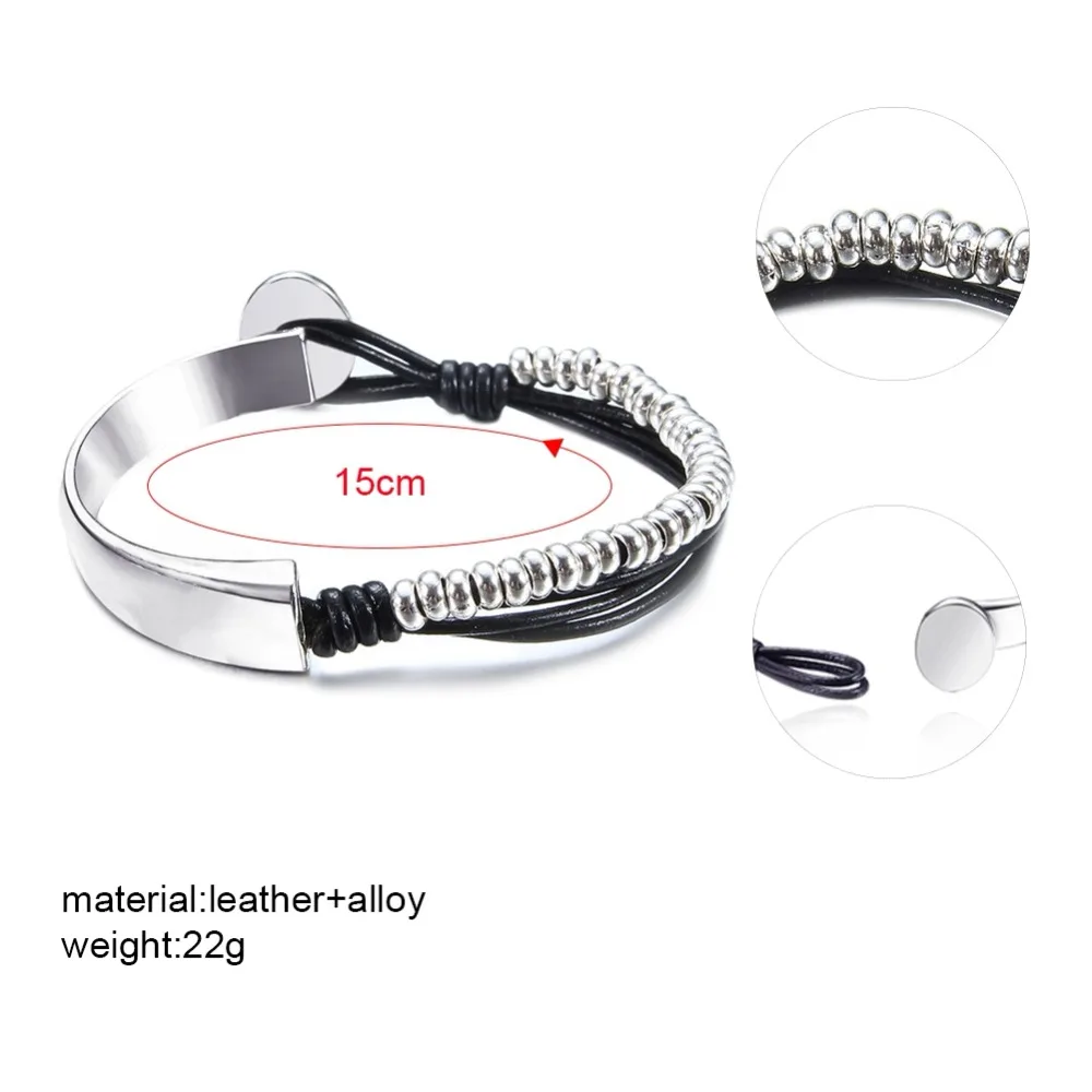 

Wild Trend Jewelry Leather Bracelet Handmade Products Zinc Alloy Wrist Accessories Men And Women With The Same Rope Chain
