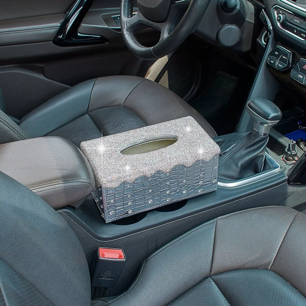 Shinny Car Organizer Cover Case For Paper Tissue Box Cover Rectangular Holder for Home Car Office Decor