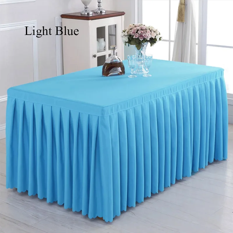 Light Blue 1 шт., роскошная скатерть из полиэстера, овальная белая плиссированная скатерть для свадебной вечеринки, вечеринки, встречи, декора, отельный настольный, юбка - Цвет: Light Blue