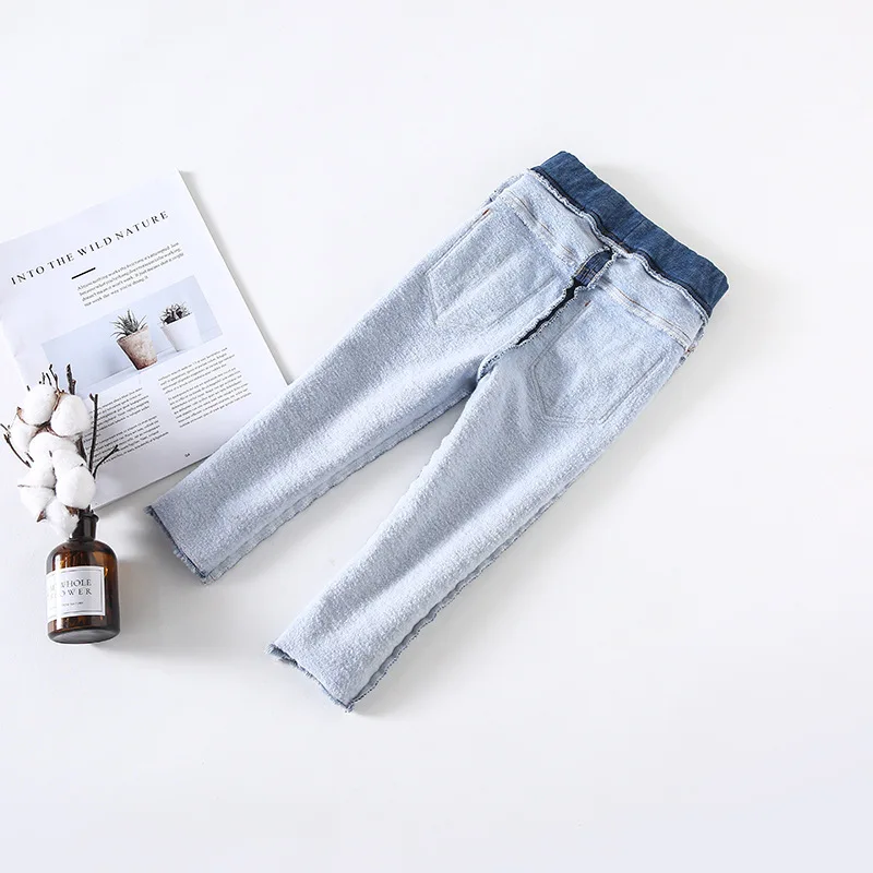 Повседневное девушка осень-зима Джинсы Брюки плотные флисовые утепленные штаны