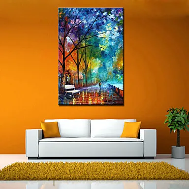 Ручная роспись влюбленных ходьба в тихом ните абстрактный Пейзаж Современная