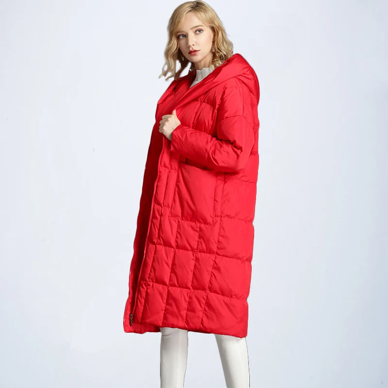 

DMLFZMY New Design Fashion Hooded Thicken Warm Outerwear Womens Down Jackets Loose Large Size Cocoon Winter Long Coat Female