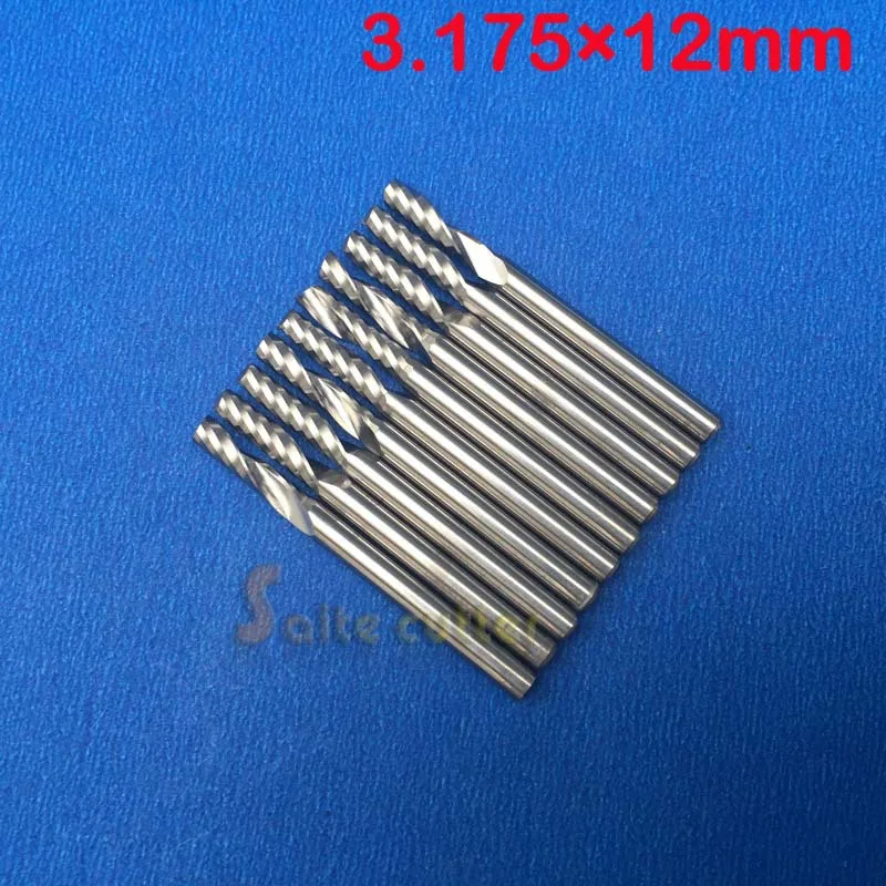 

10pcs/lot 1/8 High Quality Cnc Bits Single Flute Spiral Router Carbide End Mill Cutter Tools 3.175 x 12mm