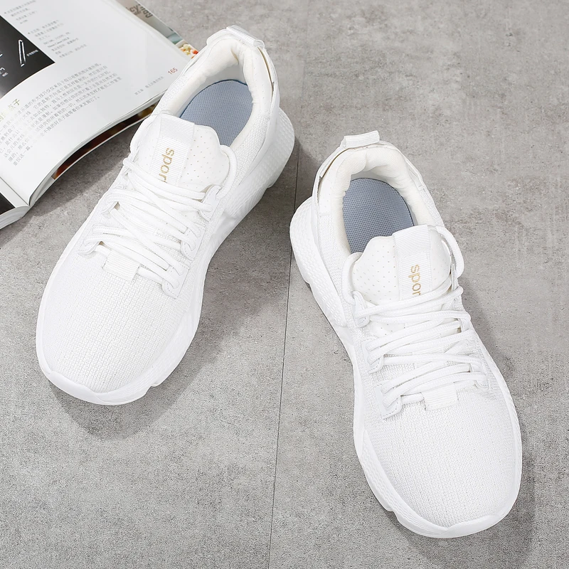 Женская обувь для бега Белая модная на платформе в стиле ретро Осенняя Дышащая