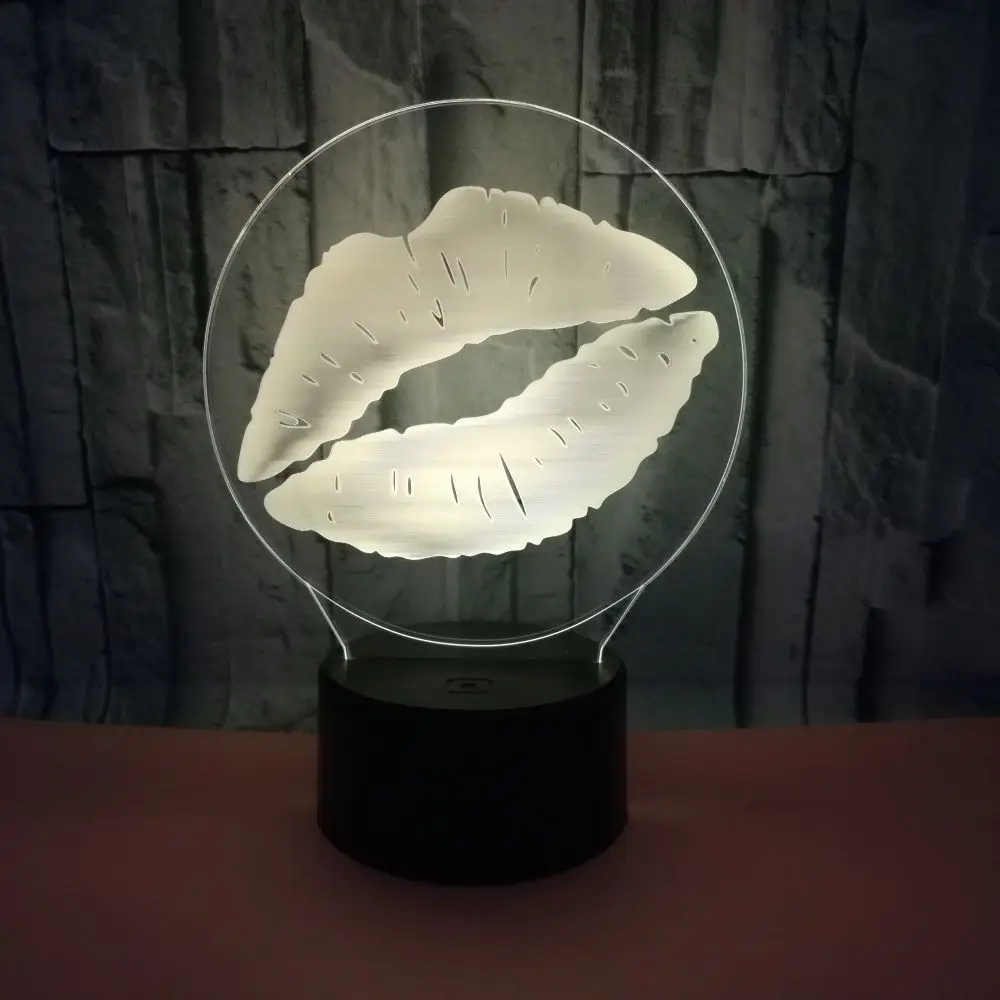 Творческий сексуальные губы 3D настольная лампа акриловые визуальный стерео 7