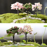 1 pcs plastic mini sakura simulation trees plant miniatures garden microlandscape setting figurines home decor supply