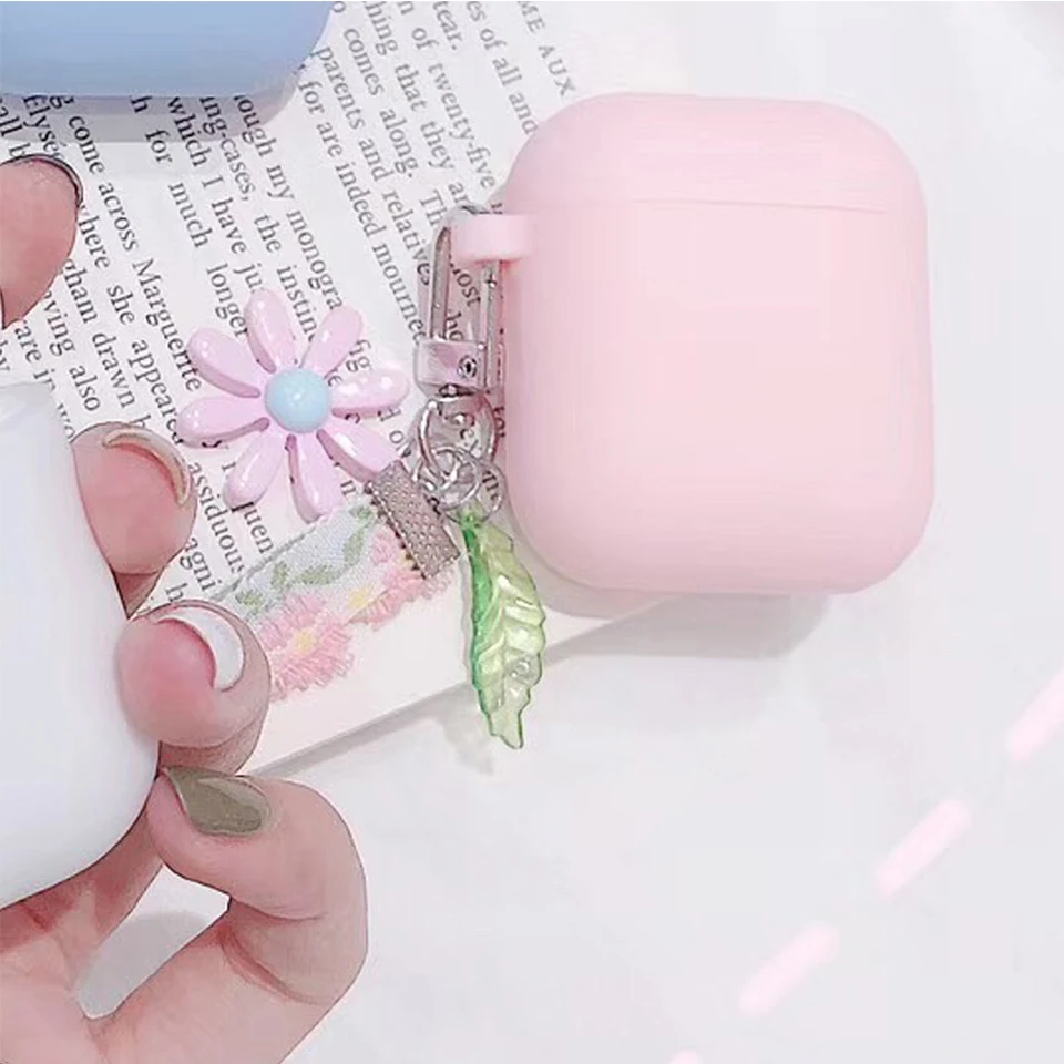 Роскошный милый корейский чехол с цветочным декором для Apple Airpods, чехол с орнаментом, аксессуары, Bluetooth наушники, силиконовый чехол, брелок