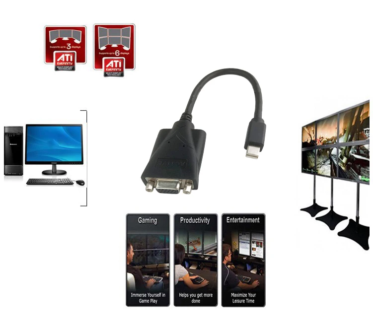 АКТИВНЫЙ Мини dp в VGA конвертер AMD Eyefinity mult screen совместим до 3 поддерживаемых