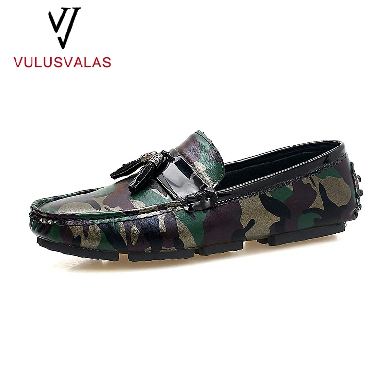 VulusValas Для мужчин повседневная обувь слипоны круглый носок дышащая Camo Туфли без