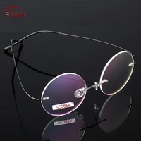 ultra light rimless round silver frame reading glasses vintage classic trend spectacles 1 to4 progressive or photochromic lens