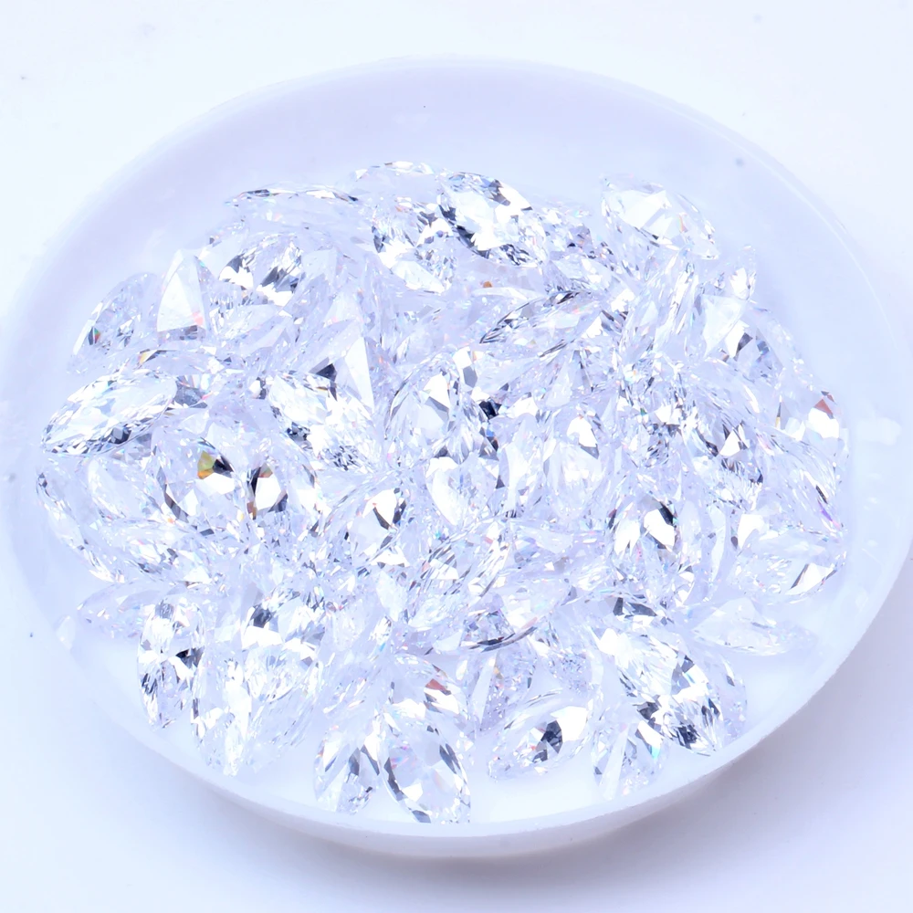

100pcs/pack 2x4mm-6x12mm and Mix Sizes Pointed Back Brilliant Horse eye Cubic Zirconia Loose CZ Stone Beads Jewelry Making Gems