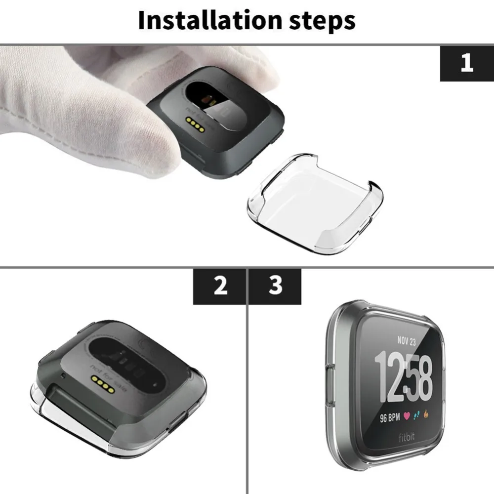 TPU Replacement Screen Protector Compatible with Fitbit Versa Smartwatch Cases Soft Plated Case Protective Full Shell Cover