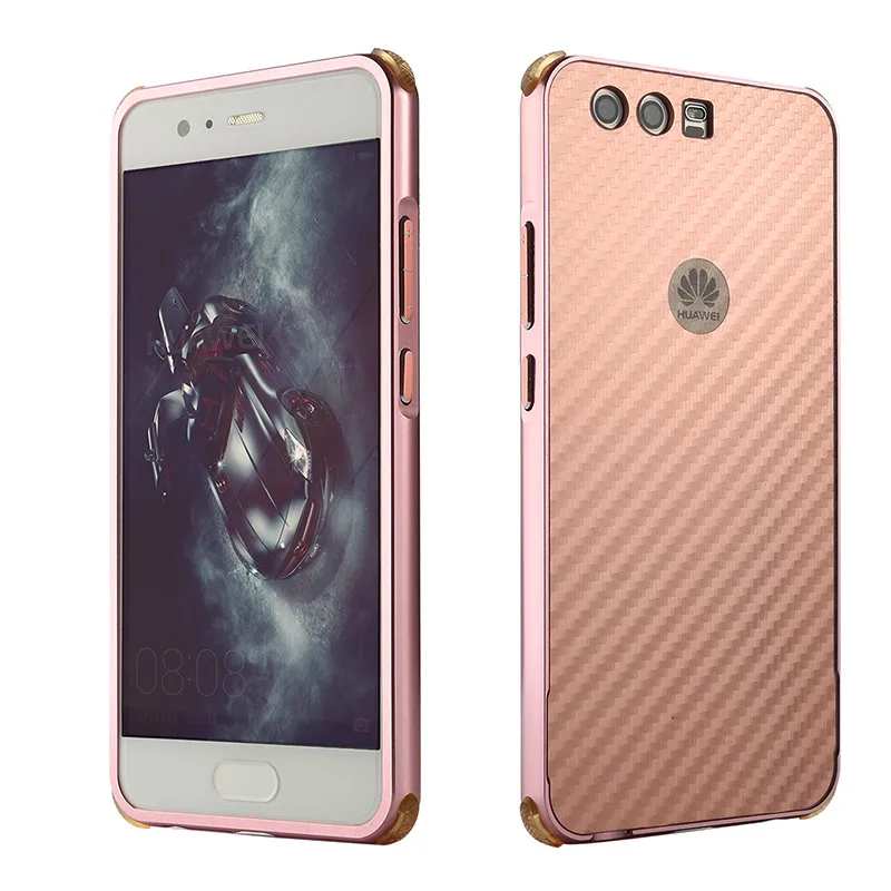 Чехол huawei P 10 P10 с алюминиевой металлической рамкой и Карбоновым волокном Жесткий
