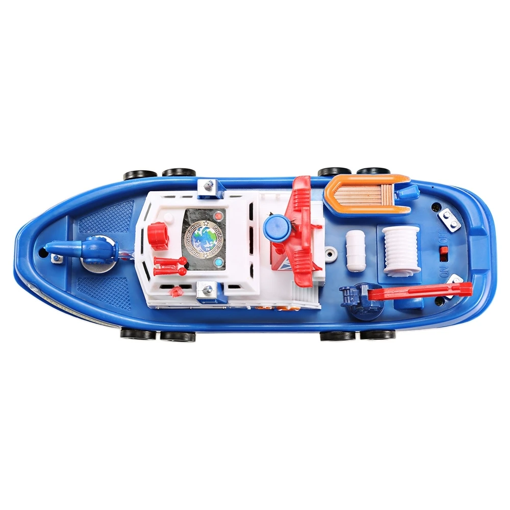 Electrical Boat Marine Rescue Toys with Sound and Light fire Electric Toy Navigation Non-remote Warship Gift High Speed |