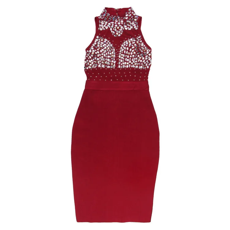 Горячая Распродажа женское платье сексуальное Сетчатое с бисером однотонное